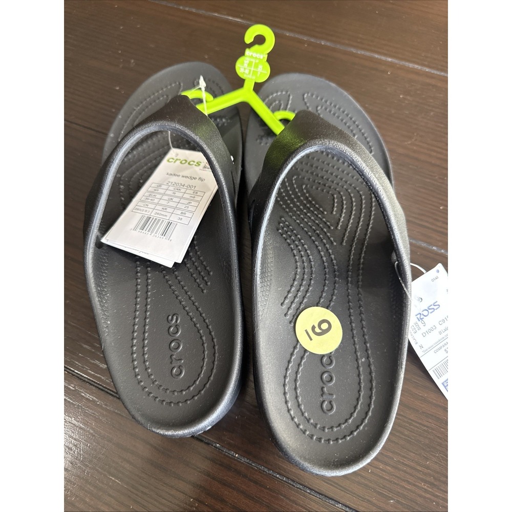 NWT Crocs Kadee Wedge Flip, Black, Women's Sz 9